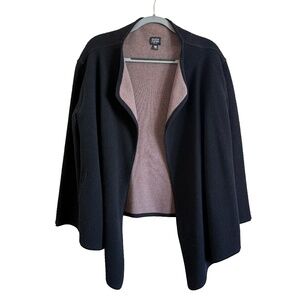 Eileen Fisher Black Lambswool Petite PM Cardigan Sweater